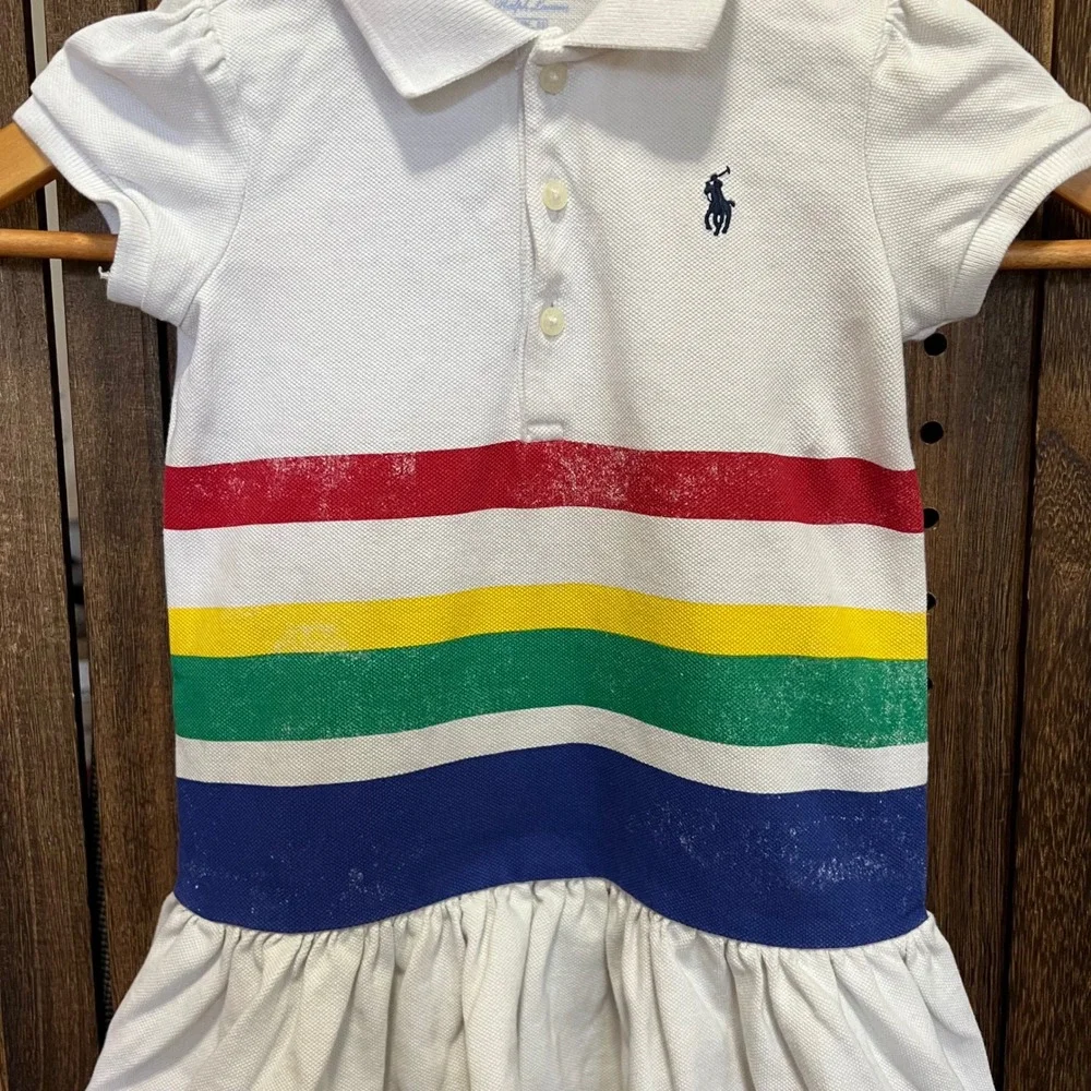 Ralph Lauren Baby Sailboat Tennis Dress 18 Months White Primary Color Stripes